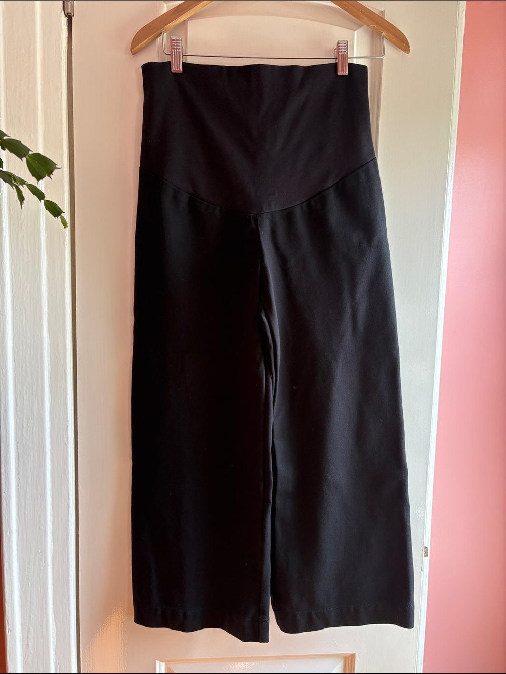 Anthropologie Maternity Black High-Waist Wide-Leg Pants
